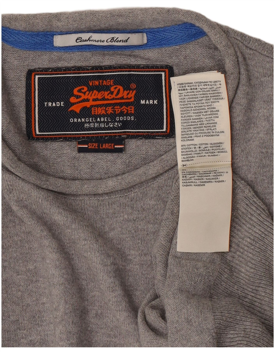 Maglione da uomo girocollo Superdry in cotone grigio grande
