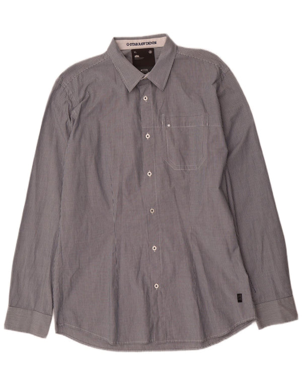 Camicia da uomo G-Star XL in cotone gessato blu navy