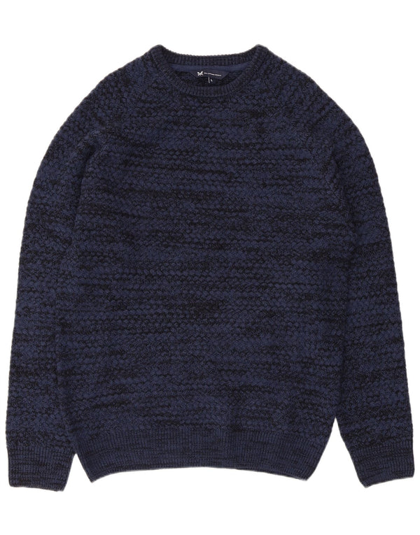 Crew Clothing Maglione da uomo con scollo a barca, grande, in acrilico screziato blu navy