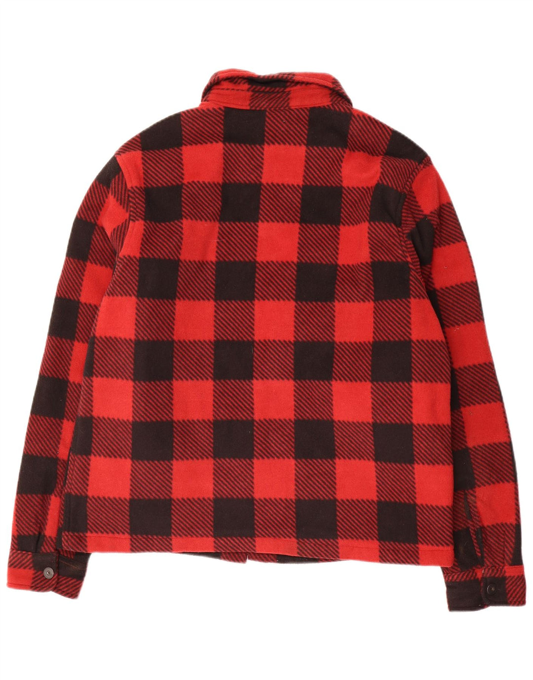Giubbotto bomber in pile vintage da uomo EU 50 grande poliestere scozzese rosso