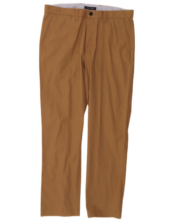TOMMY HILFIGER Pantaloni chino dritti da uomo W34 L32 cotone marrone