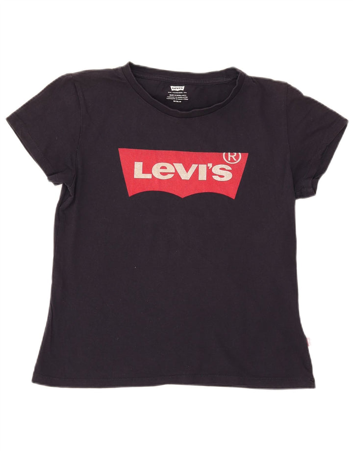 T-shirt grafica da donna LEVI'S Top UK 12 cotone medio blu navy