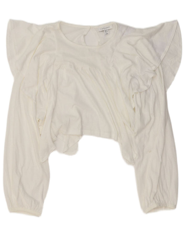 Topshop Camicetta oversize corta da donna Top UK 6 XS Cotone bianco