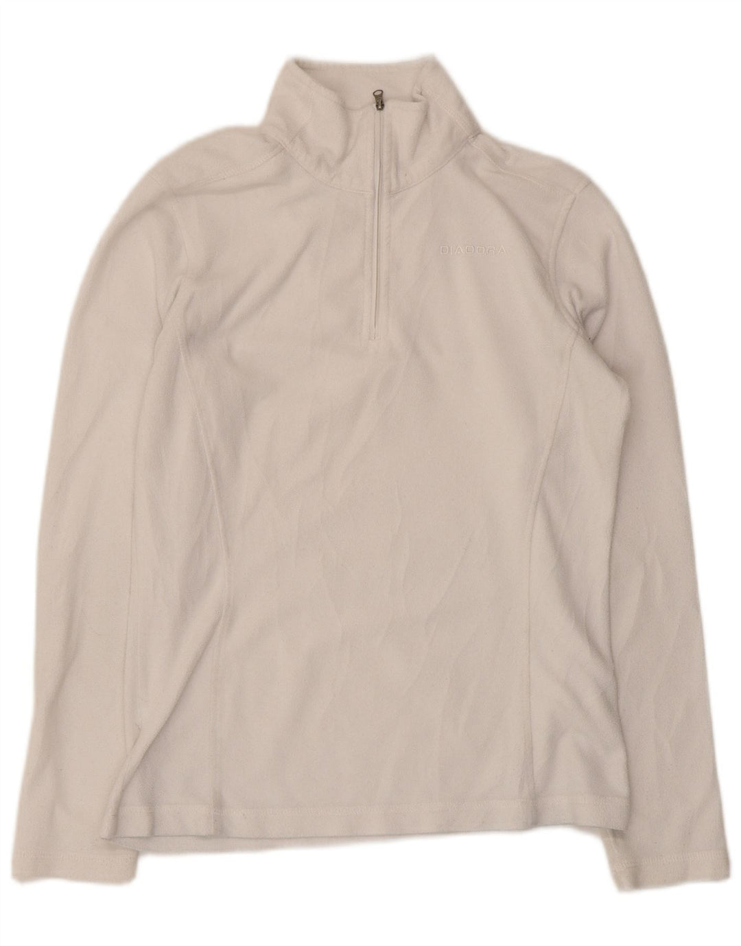 Maglione in pile da donna Diadora con collo e zip UK 12 medio poliestere bianco