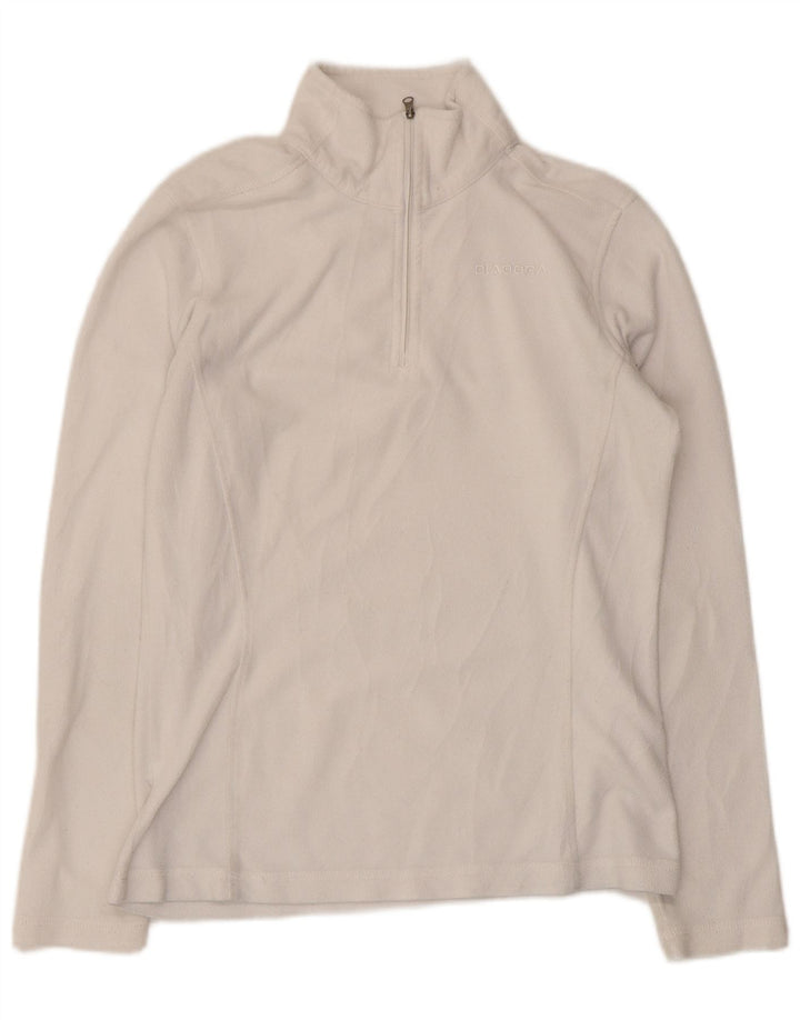 Maglione in pile da donna Diadora con collo e zip UK 12 medio poliestere bianco