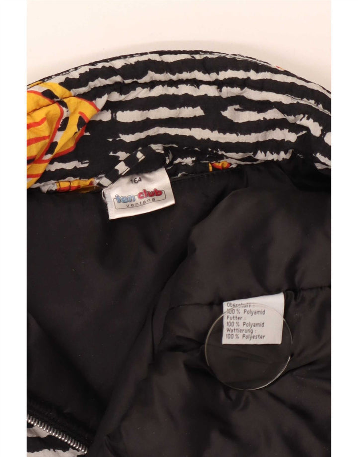Giacca anorak vintage da ragazzo vestibilità ampia 13-14 anni in poliammide geometrica nera