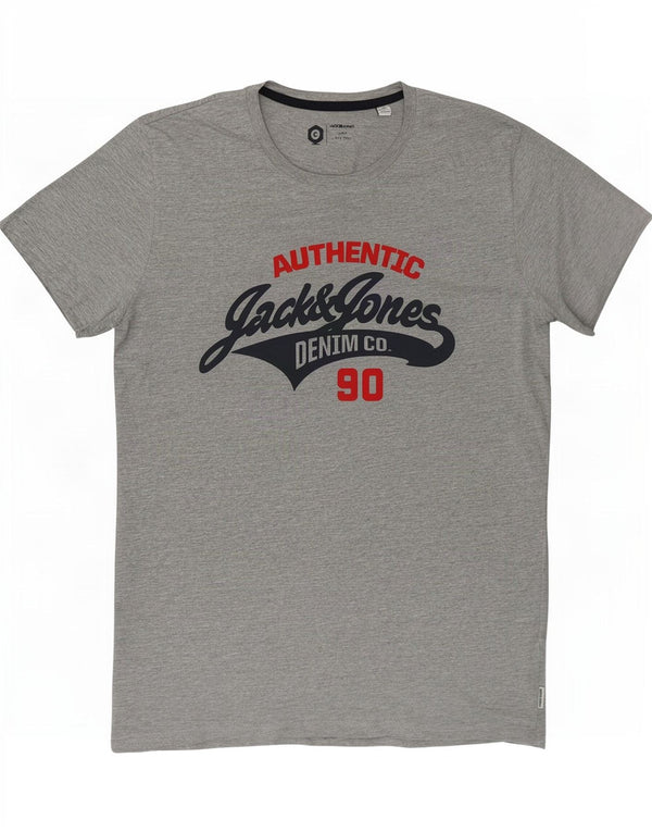 Jack & Jones T-shirt grafica da uomo grande in cotone chiazzato grigio