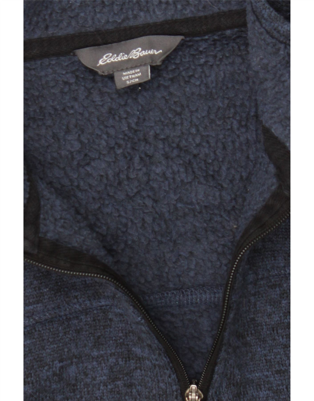 EDDIE BAUER Mens Zip Neck Sweatshirt Jumper Small Navy Blue Flecked Vintage Eddie Bauer and Second-Hand Eddie Bauer from Messina Hembry 