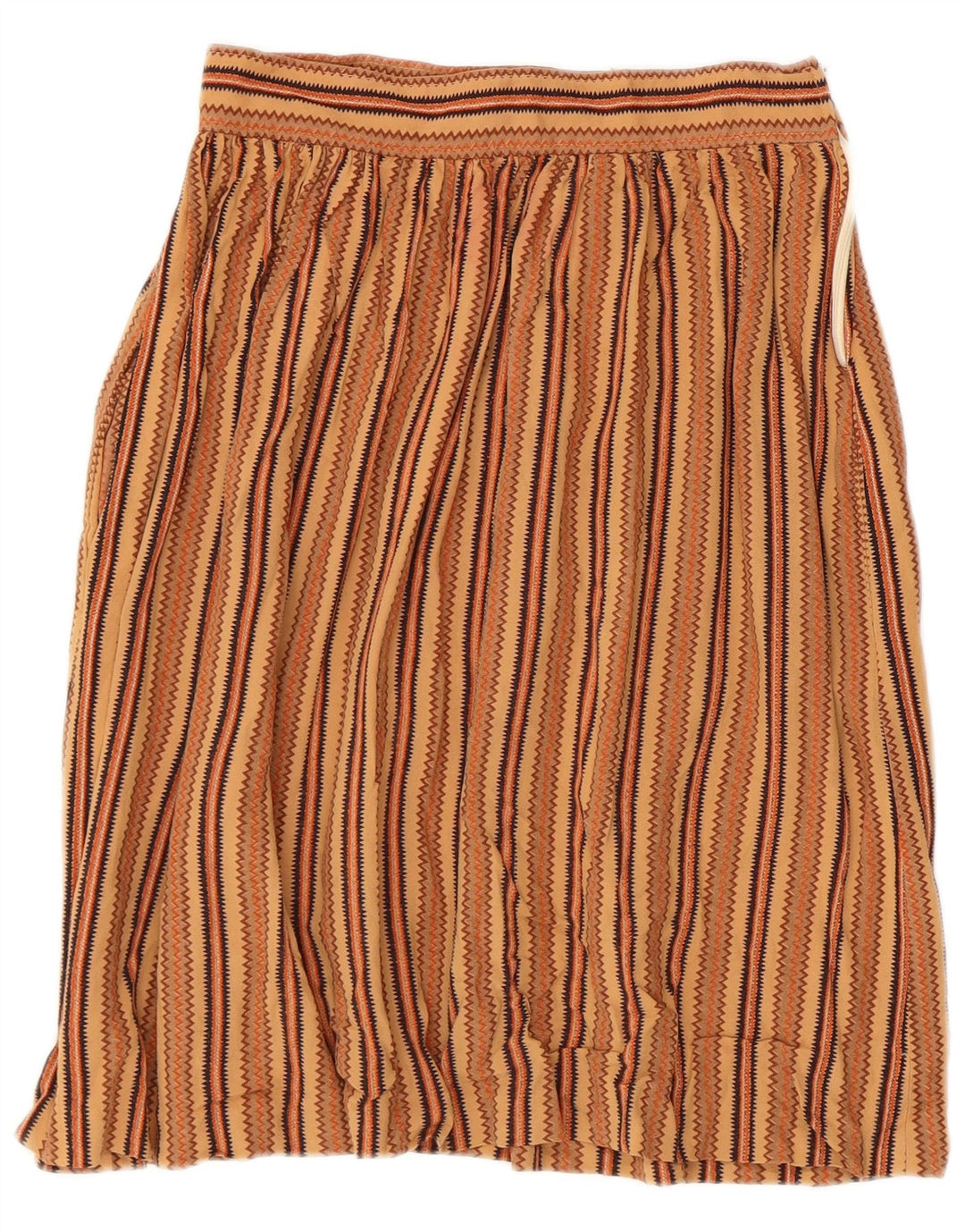 Gonna a pieghe vintage da donna IT 44 media W26 marrone geometrico azteco