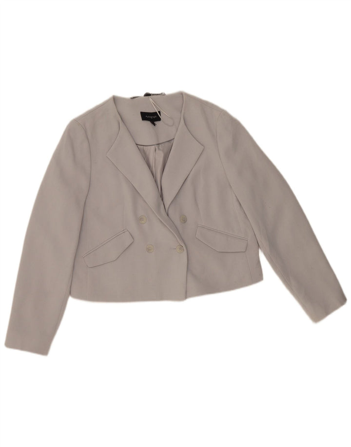 Giacca blazer doppiopetto corta Marks & Spencer da donna UK 12 Grigio medio