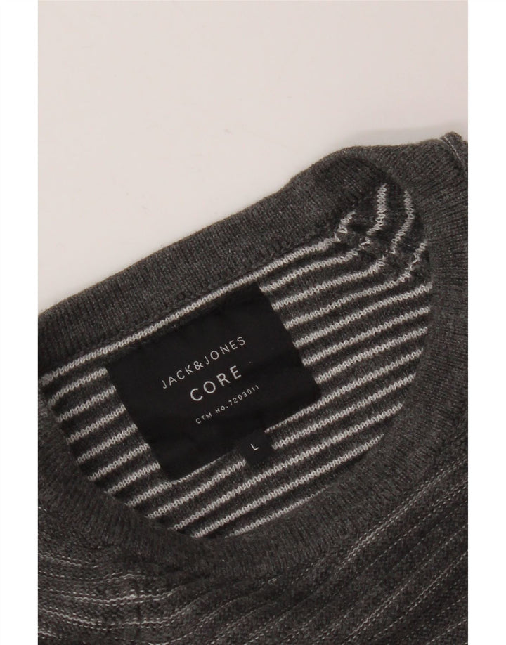 JACK & JONES Maglione maglione girocollo da uomo grande gessato grigio