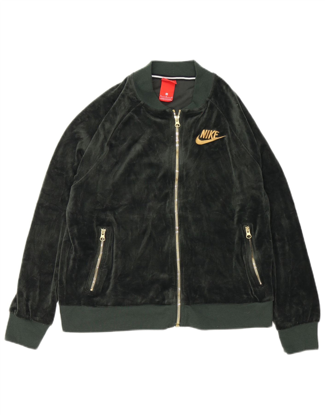 Giacca superiore della tuta in velluto da donna Nike UK 14 poliestere verde medio