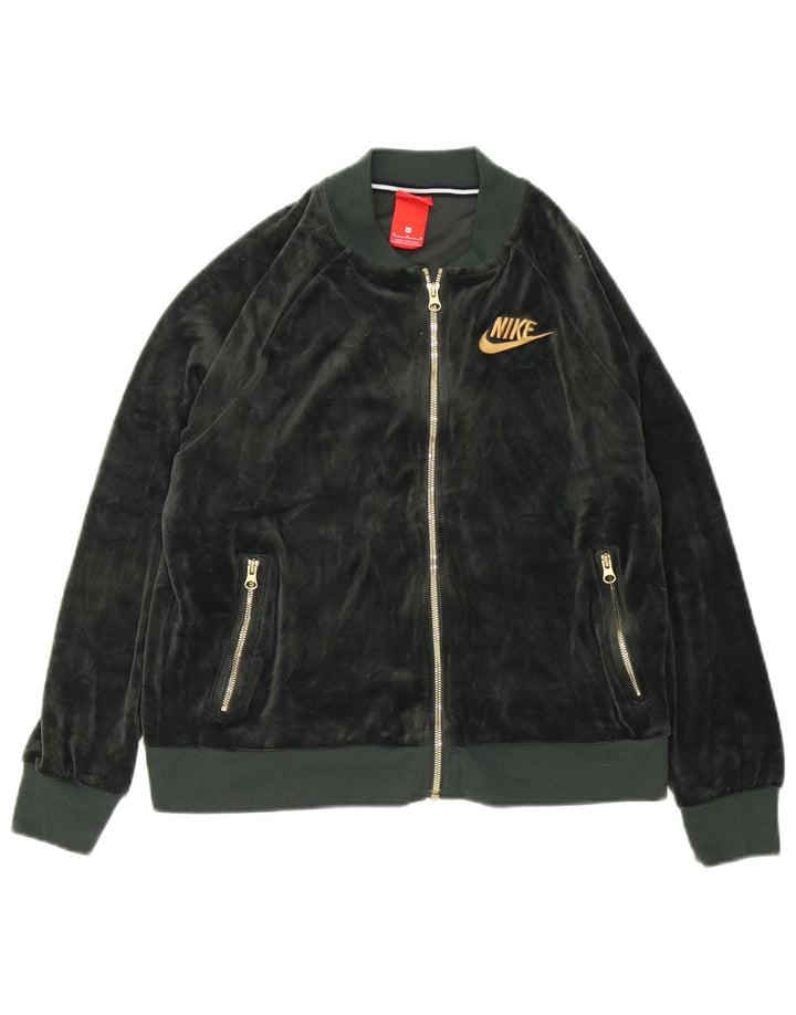Giacca superiore della tuta in velluto da donna Nike UK 14 poliestere verde medio