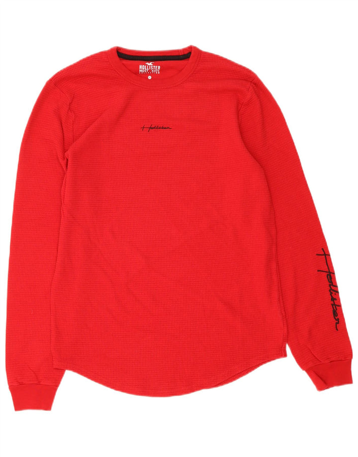 HOLLISTER Mens Graphic Top Long Sleeve UK 14 Medium Red Cotton