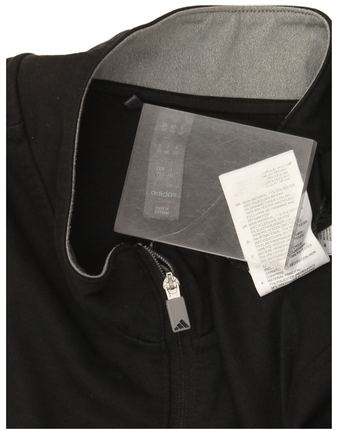 Felpa Adidas da uomo con zip e collo maglione 2XL poliestere nero