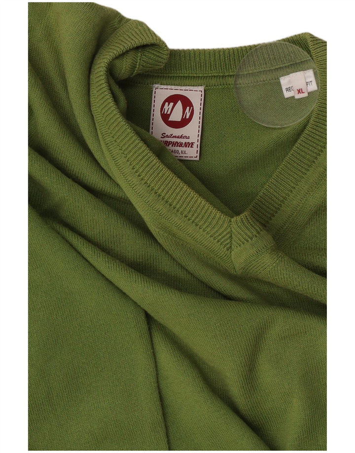 Maglione maglione con scollo a V vestibilità regolare da uomo Murphy & Nye XL verde