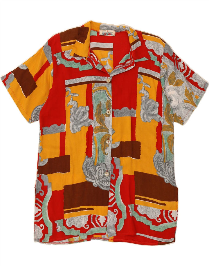 VINTAGE Womens Short Sleeve Shirt UK 14 Medium Multicoloured Patchwork Vintage Vintage and Second-Hand Vintage from Messina Hembry 