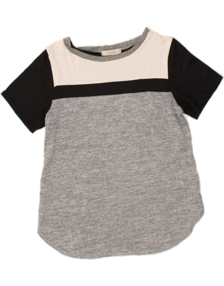OASIS Womens T-Shirt Top UK 12 Medium Black Colourblock Vintage Oasis and Second-Hand Oasis from Messina Hembry 