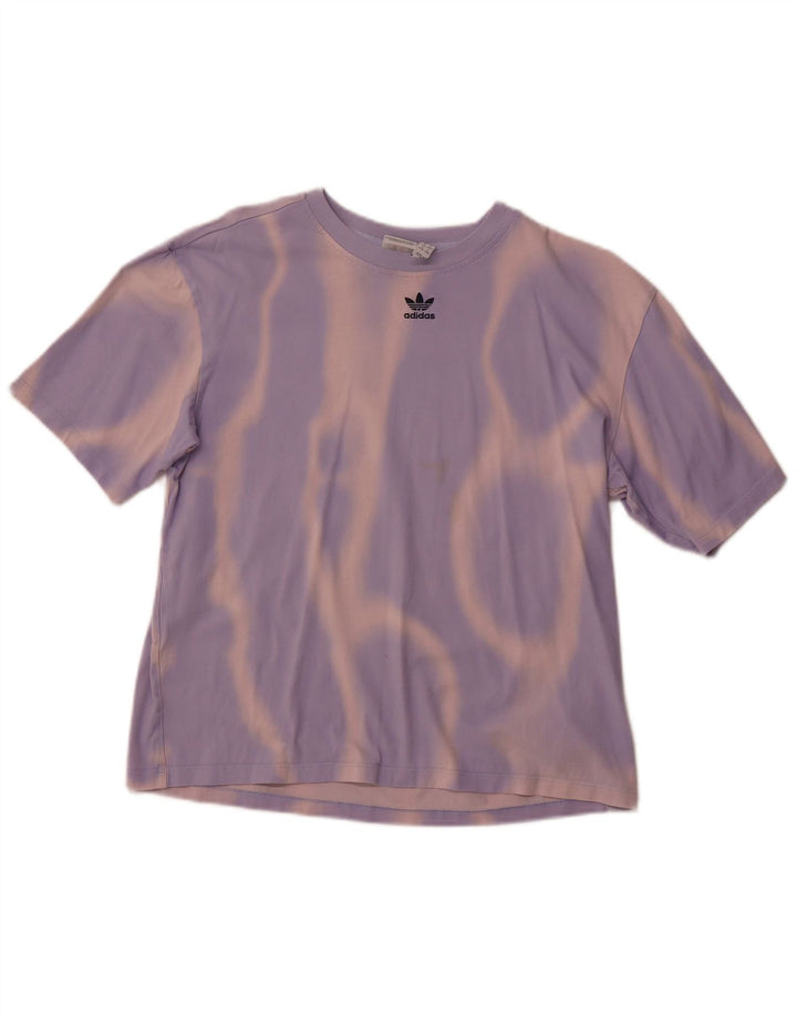 T-shirt ADIDAS da donna Top UK 4/6 XS viola in cotone tie-dye