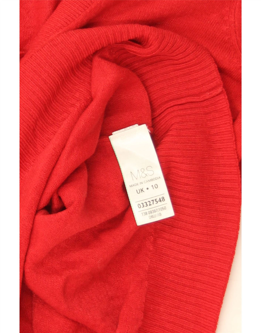 Maglione da donna con scollo a V Marks & Spencer UK 10 piccolo acrilico rosso