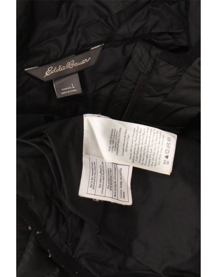 EDDIE BAUER Womens Hooded Padded Jacket UK 16 Large Black Polyester Vintage Eddie Bauer and Second-Hand Eddie Bauer from Messina Hembry 