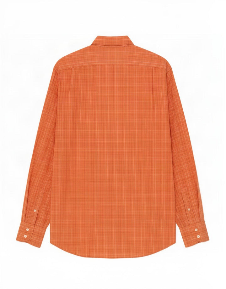 Camicia da uomo Lacoste taglia 39 cotone a quadri arancione medio
