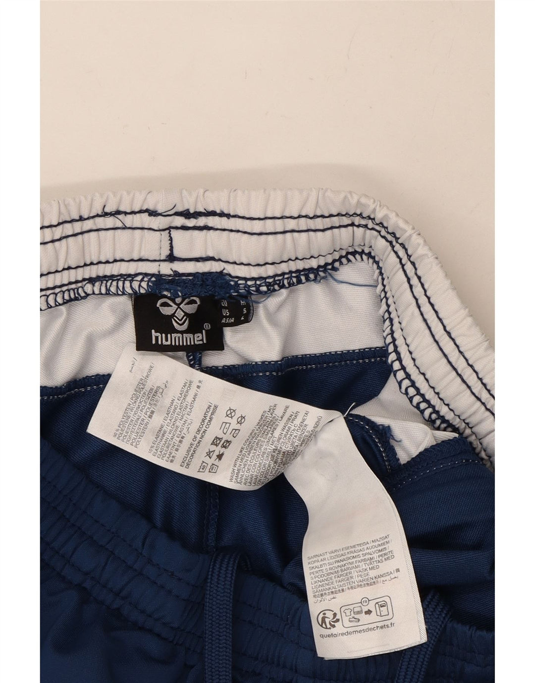 HUMMEL Mens Graphic Tracksuit Trousers Small  Navy Blue Colourblock