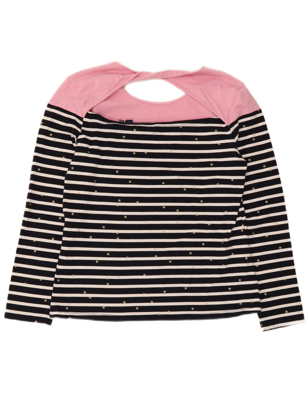 Top da donna a maniche lunghe Superdry UK 12 cotone a righe blu navy medio