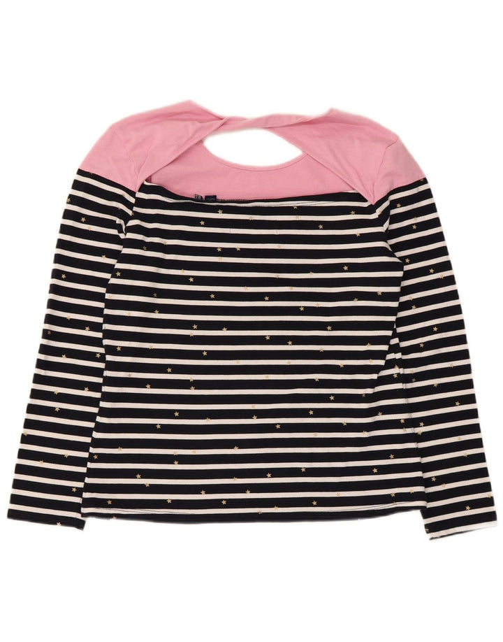 Top da donna a maniche lunghe Superdry UK 12 cotone a righe blu navy medio