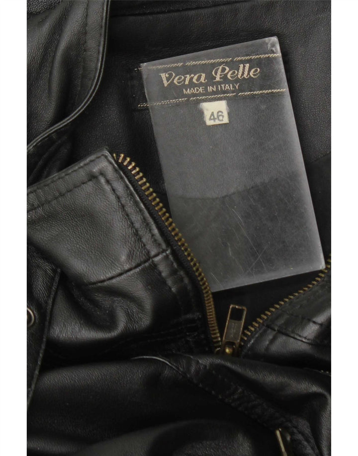 Giacca in pelle da donna vintage IT 46 grande in pelle nera