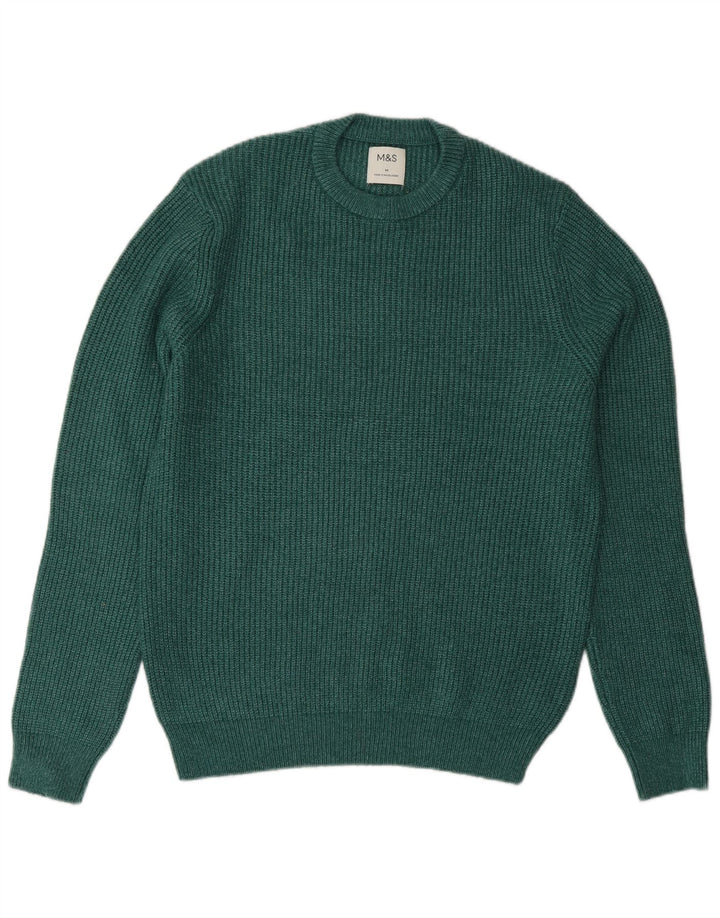 Maglione maglione girocollo da uomo Marks & Spencer verde medio poliestere