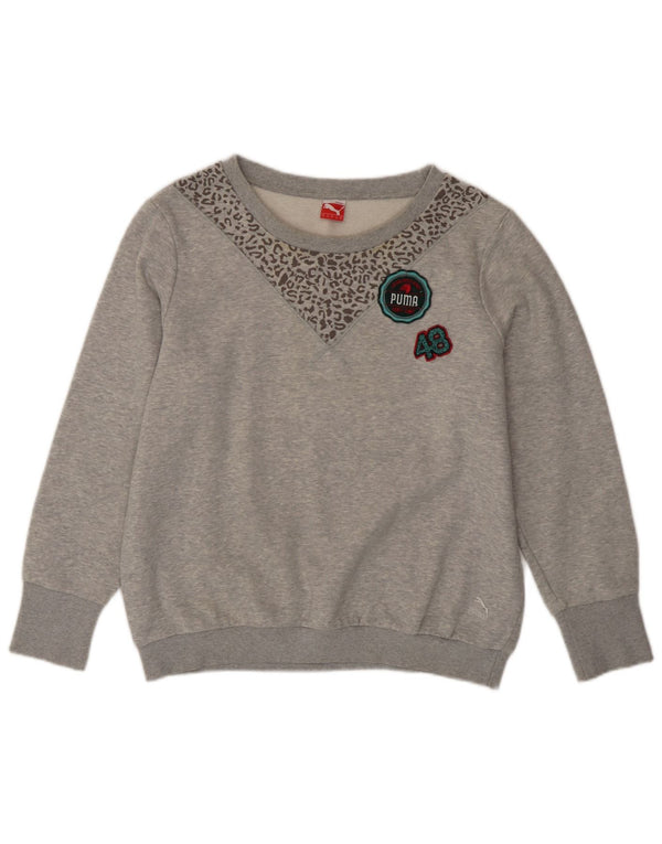 Felpa grafica da donna Puma UK 16 grande stampa animale grigia