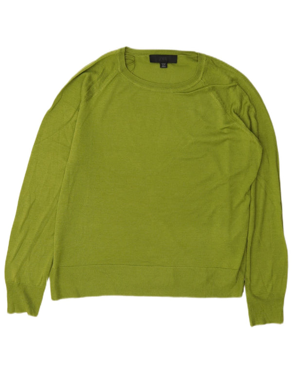 Maglione maglione oversize con scollo a barca da donna Zara UK 10 piccolo viscosa verde