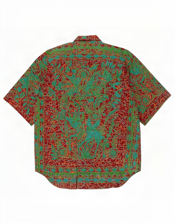 Camicia a maniche corte grafica da donna vintage UK 14 cotone multicolore medio