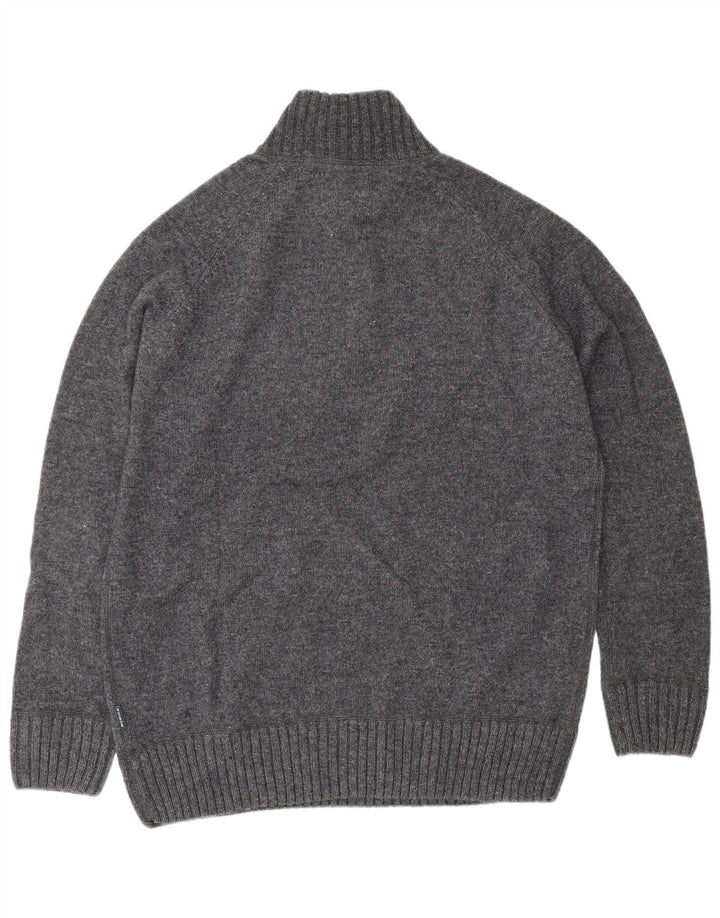 Maglione Howick da uomo con zip e collo grande in lana grigia
