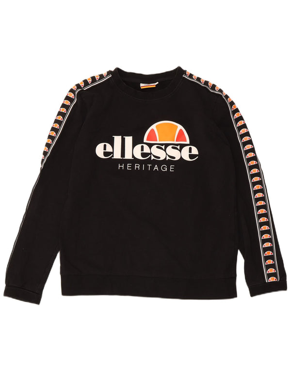 ELLESSE Felpa con grafica Heritage da donna UK 14 media nera