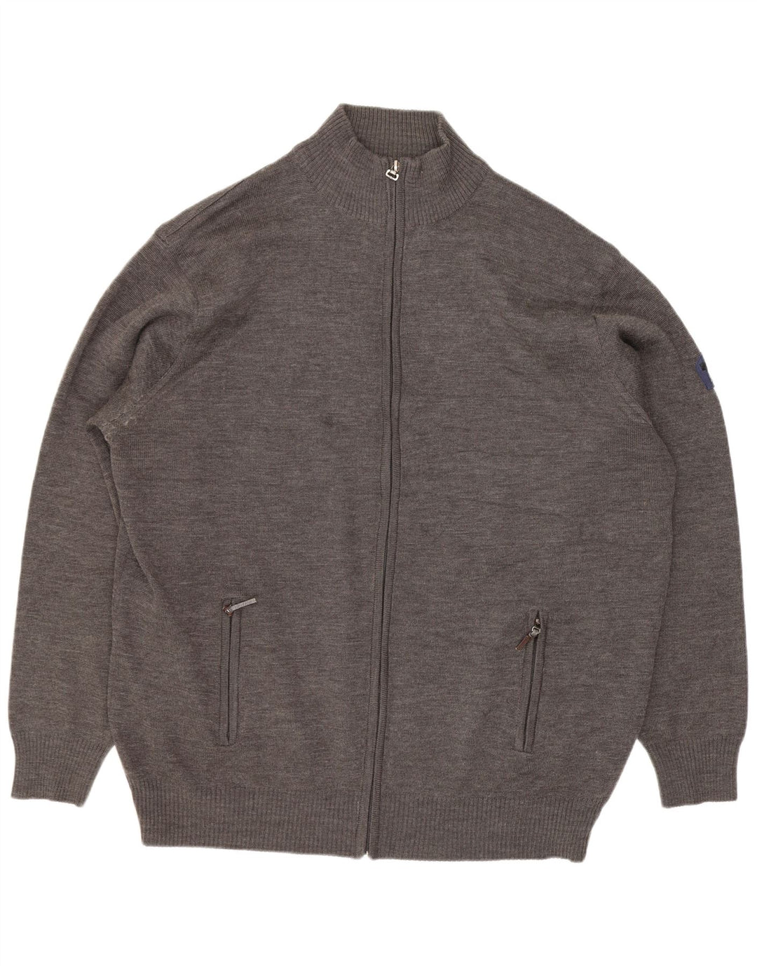 Maglione cardigan da uomo vintage 5XL lana merino grigia