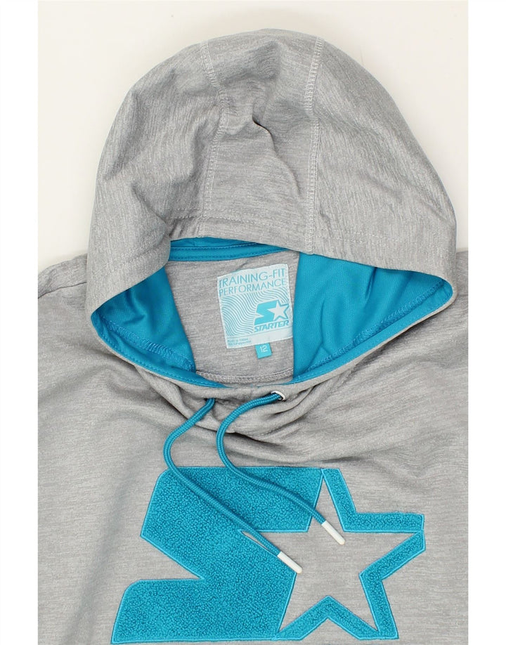 STARTER Womens Graphic Hoodie Jumper UK 12 Medium Grey Polyester Vintage Starter and Second-Hand Starter from Messina Hembry 