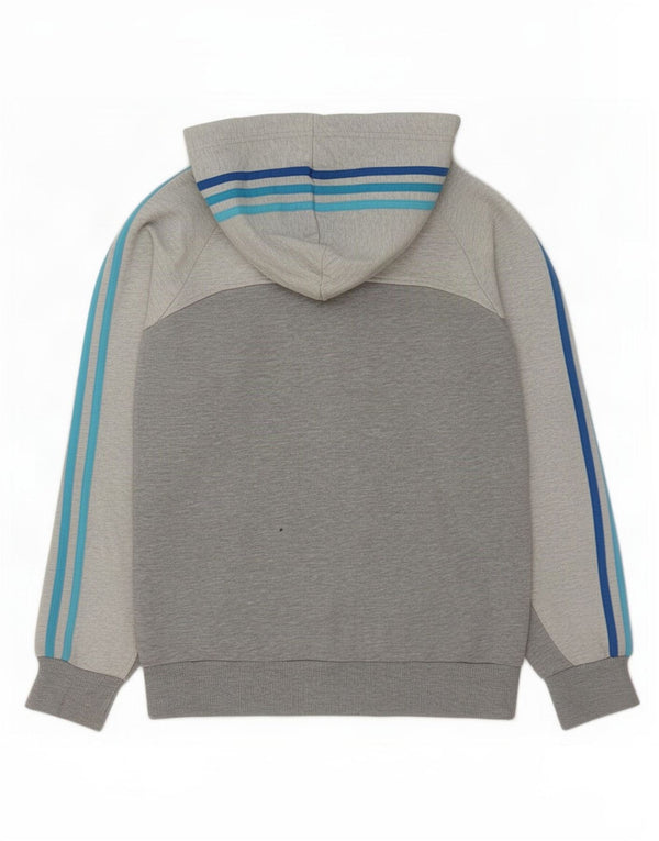 Maglione con cappuccio e zip da uomo Adidas piccolo in cotone chiazzato grigio