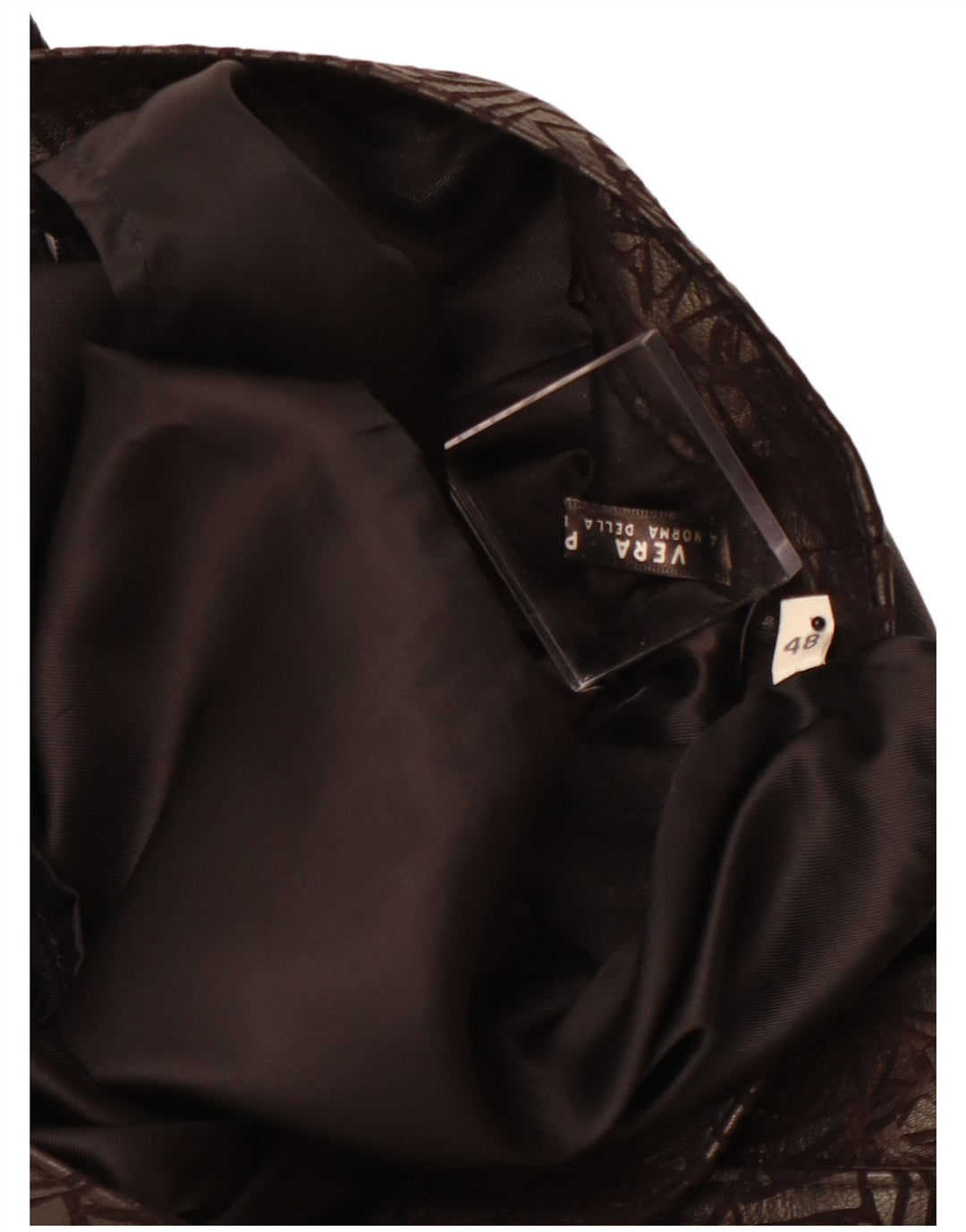 Gonna in pelle da donna VINTAGE W30 in pelle geometrica nera media