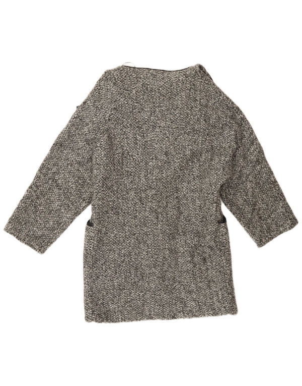 Maglione cardigan aperto a linea lunga da donna Zara UK 10 piccolo acrilico grigio
