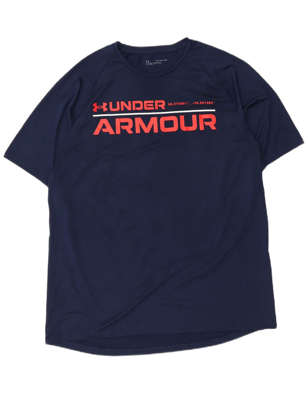 T-shirt grafica alta da uomo UNDER ARMOUR Top XL poliestere blu navy