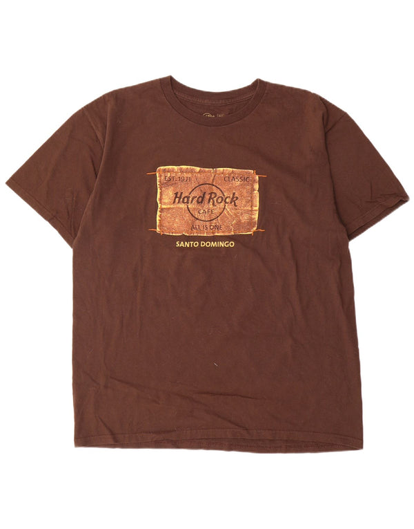 T-shirt grafica da uomo Santo Domingo Hard Rock Cafe, grande, in cotone marrone