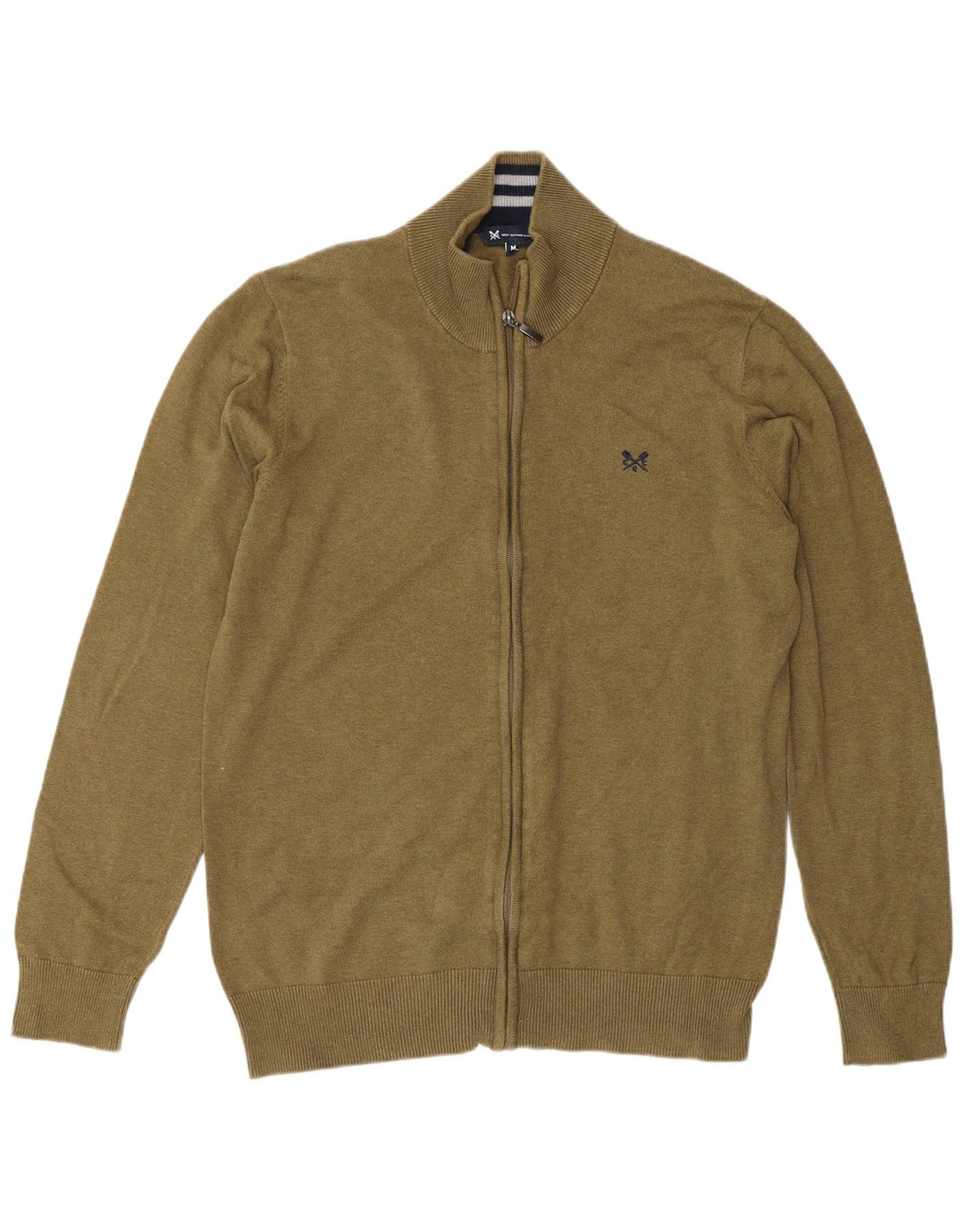 Crew Clothing Maglione cardigan da uomo in cotone kaki medio