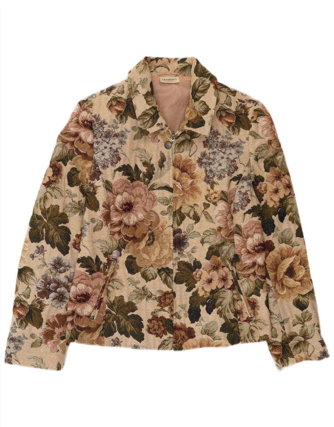 Giacca blazer da donna con zip intera Landhaus EU 40 Poliestere floreale beige medio