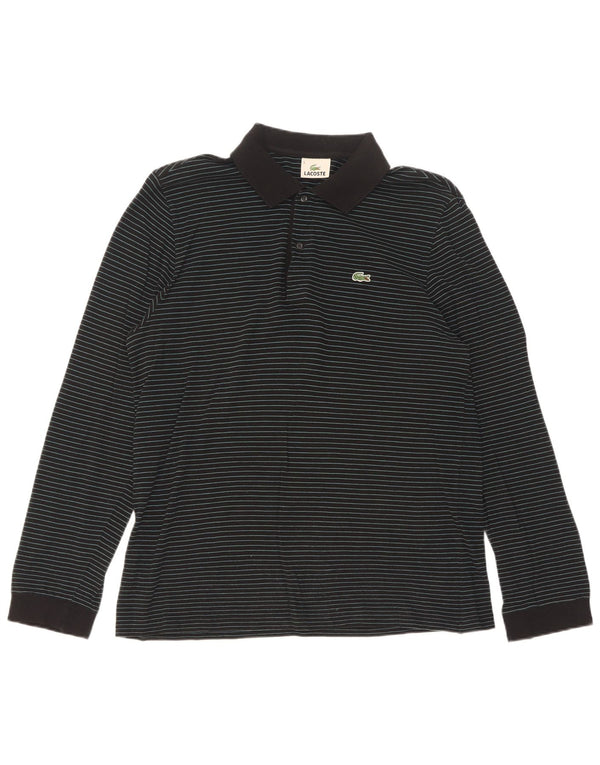Polo da uomo a maniche lunghe Lacoste taglia 5 grande in cotone gessato nero