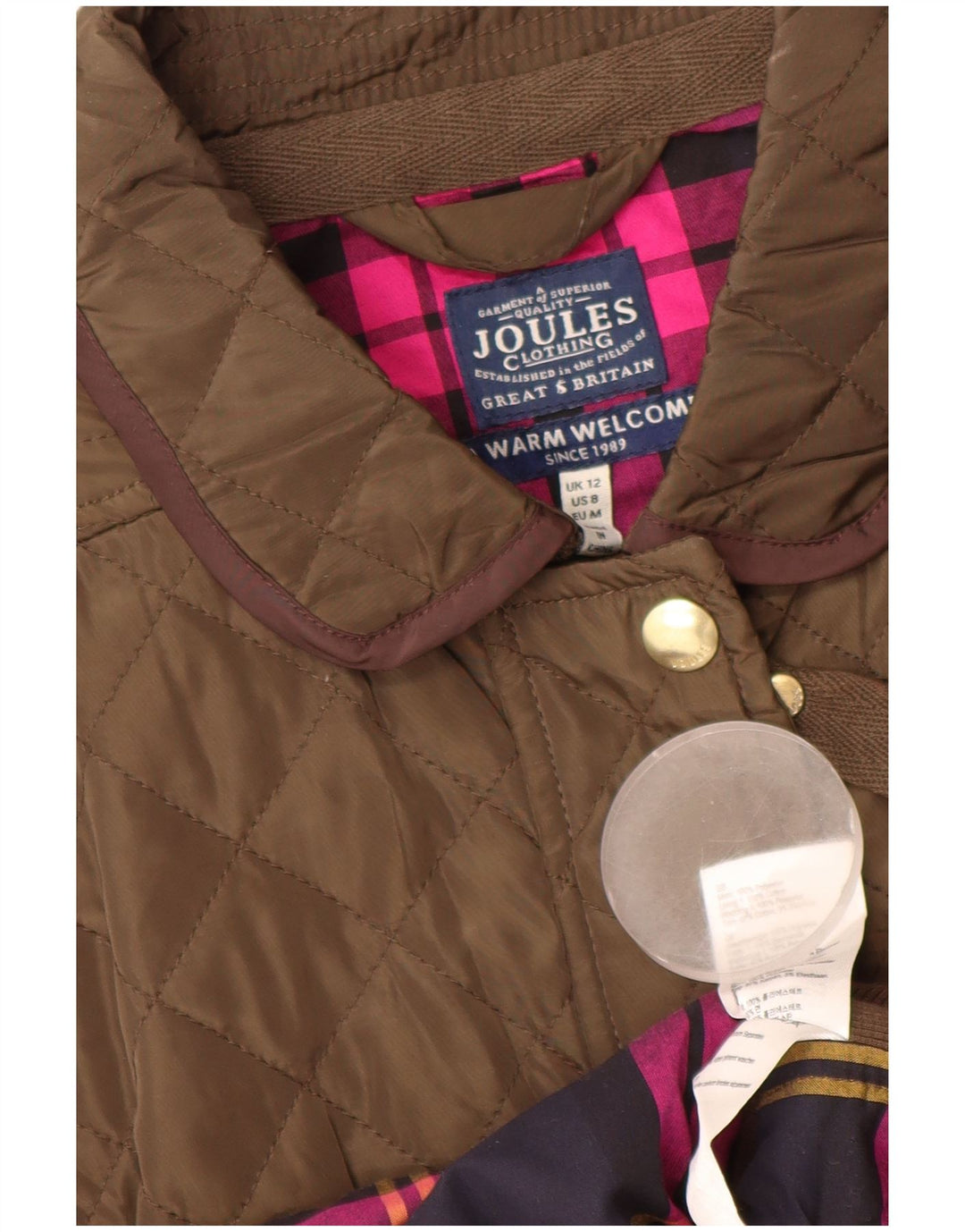 JOULES Gilet trapuntato da donna UK 12 Poliestere marrone medio