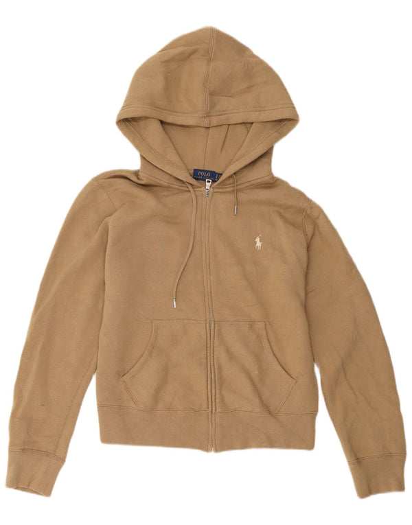 Polo Ralph Lauren Womens Oversized Zip Hoodie Sweater UK 10 Small Beige