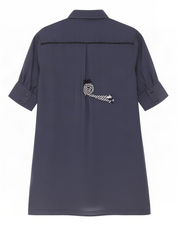 Abito a trapezio da donna a maniche corte Sportmax UK 10 piccolo blu navy
