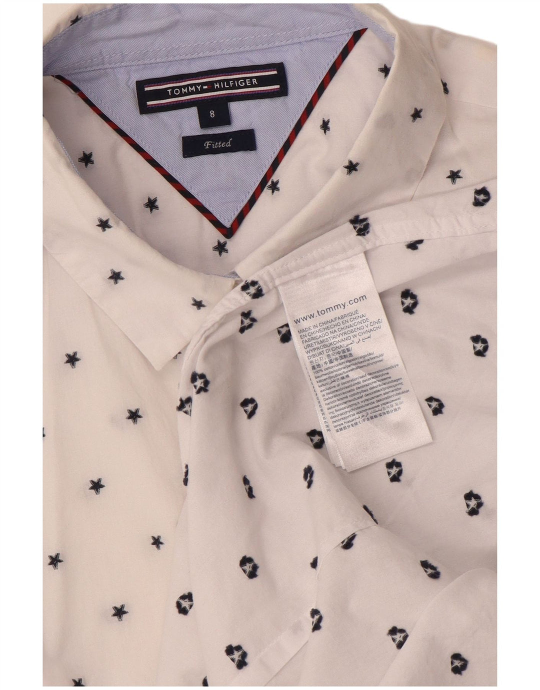 Camicia da donna Tommy Hilfiger US 8 cotone maculato bianco medio